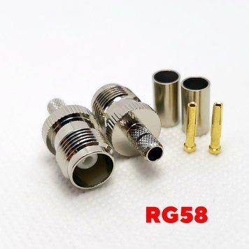 Коннектор разъем TNC Female (мама) под кабель RG58, RG142, LMR195 под обжим 6621 фото