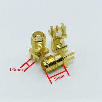 Разъём SMA Female (мама) для пайки на печатные платы (PCB) длина 8мм, между креплениями массы 1.6х4.0мм 5236 фото