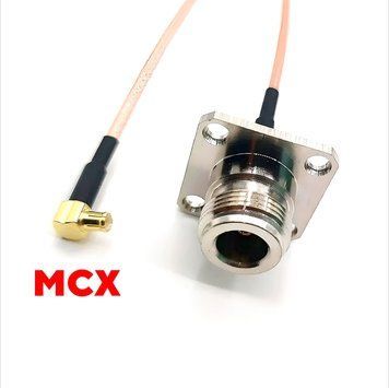 Антенный переходник pigtail MCX Male (угловой) на N Type Female (фланцевый) 25x25mm RG316 20см DJI RC Plus 6805 фото