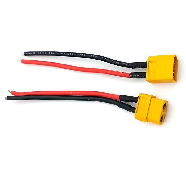 Разъем питания силовой XT60 (комплект) с проводом 16 AWG длиной 10 см для дронов, электровелосипедов 2037 фото