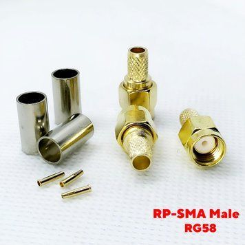 Коннектор разъем RP-SMA Male на кабель RG58 (обжим) 1023 фото