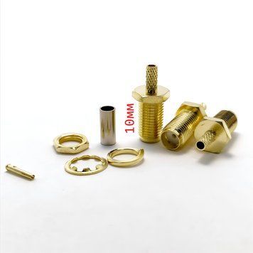 Конектор роз'єм SMA Female (різьба 10мм) на кабель RG178, RG174, RG316, LMR100 (обжим) 6061 фото