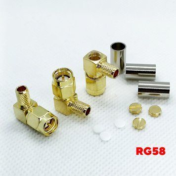 Коннектор разъем SMA Male (угловой) на кабель RG58 (обжим) 1271 фото